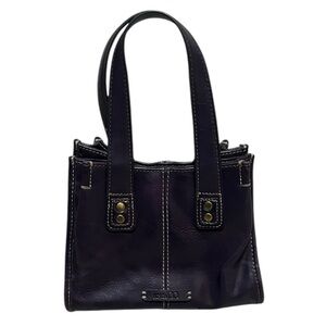 Leather Mini Tote Handbag Satchel Dark Purple Y2K Mini Bag